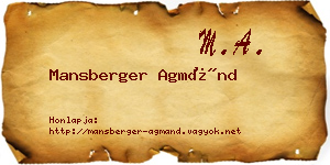 Mansberger Agmánd névjegykártya